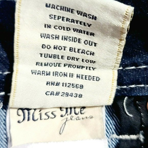 Miss Me Sz 24 Easy Boot Rear Sequins Bling Darkwash Denim Jeans - Picture 11 of 11